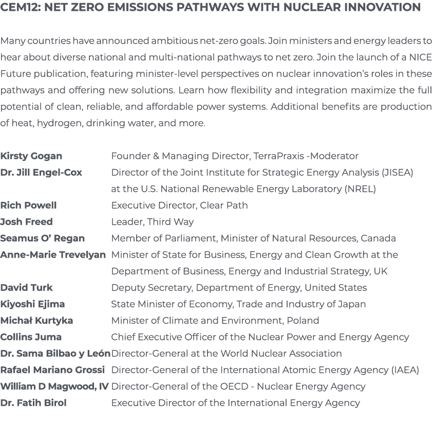 CEM12: Net Zero Emissions Pathways with Nuclear Innovation Many countries have announced ambitious net-zero goals  Jo   