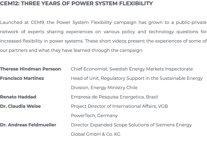 CEM12: Three years of power system flexibility Launched at CEM9, the Power System Flexibility campaign has grown to a   